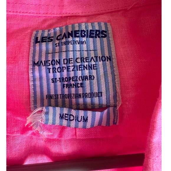 Les Canebiers Saint Tropez Divin Pink Linen Button Down Shirt Medium - Picture 6 of 6